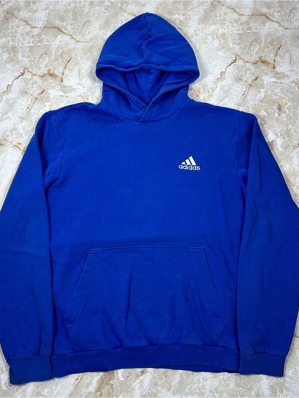 Adidas Men’s Medium Blue Logo Pullover Sweatshirt Essential Hoodie